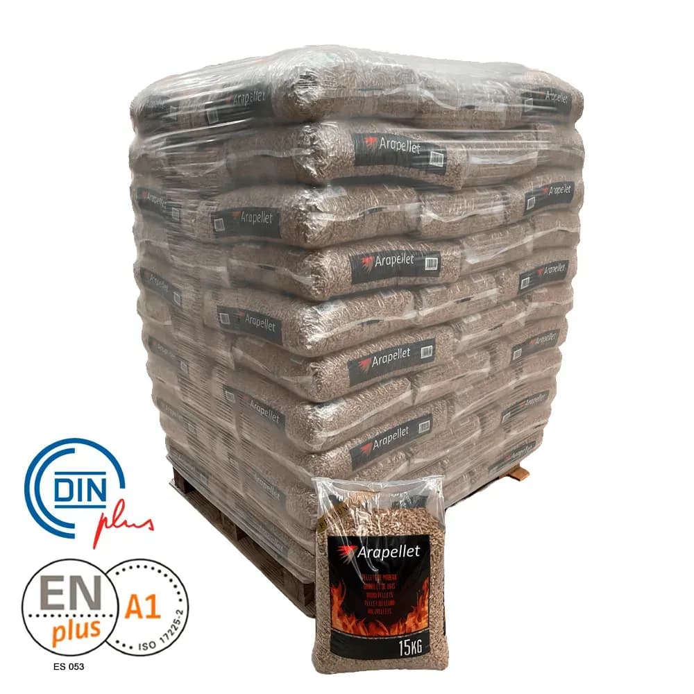 Arapellet Pellets ENplus A1 – palet de 77 sacos de 15 kg (1.155 kg)