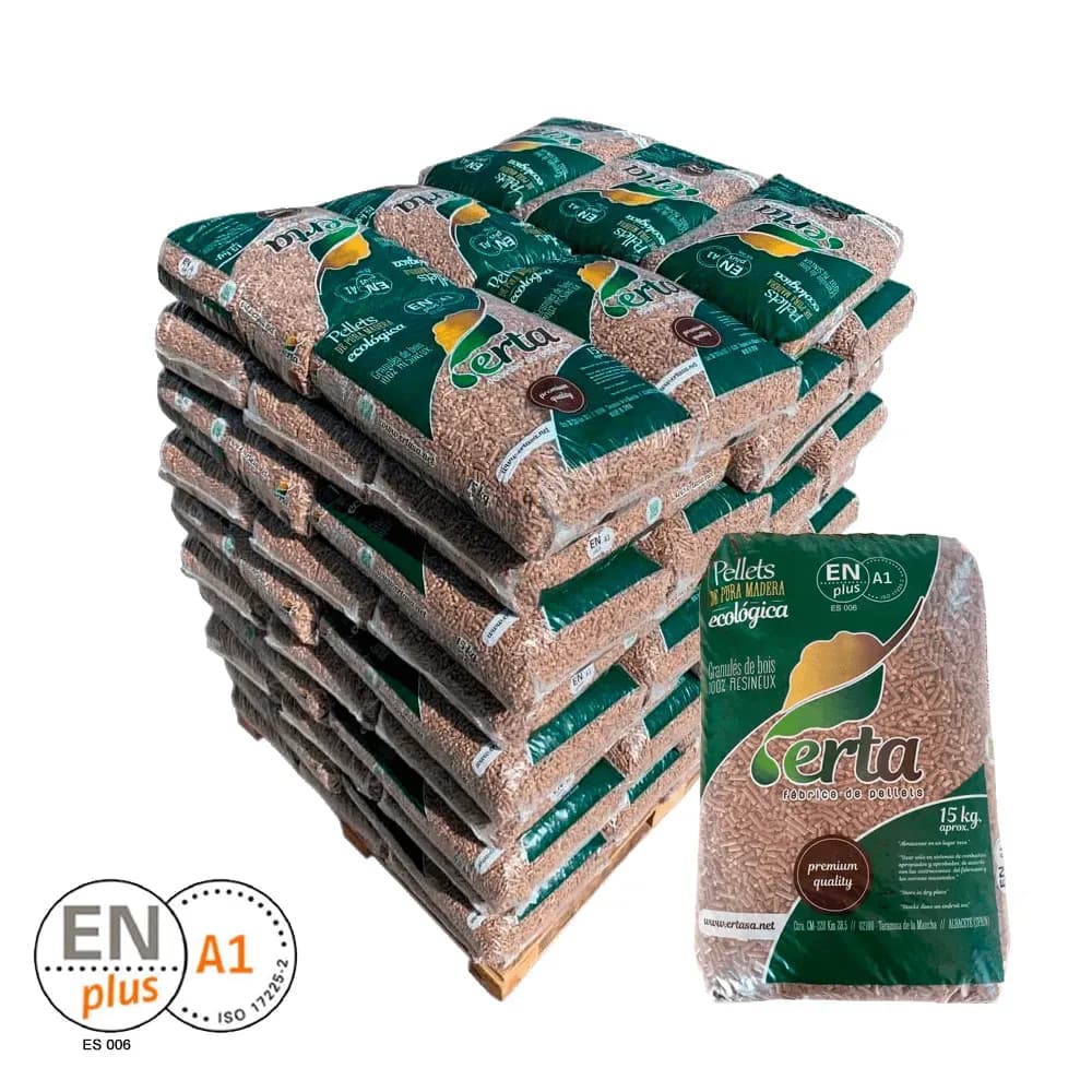 ERTA Pellet ENplus A1 ES006 – palet de 70 sacos de 15 kg (1.050 kg)
